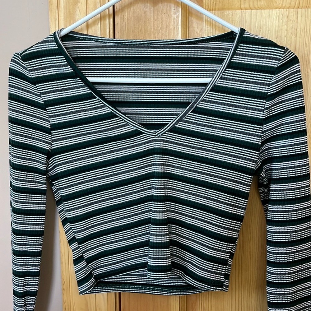 Shein green striped long sleeve size small